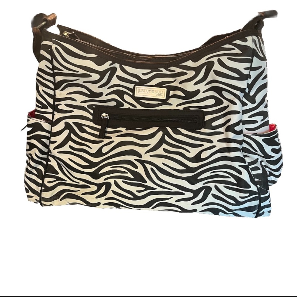 Just One You Carter's Zebra Diaper Bag Adjustable Straps Black White Pink
